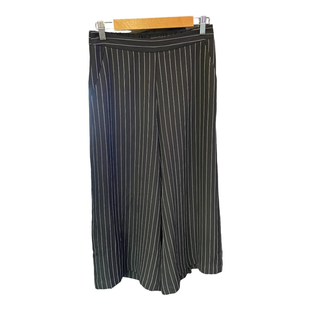 SHINESTAR pinstripe wide leg dress pant trousers elastic waist pull ons